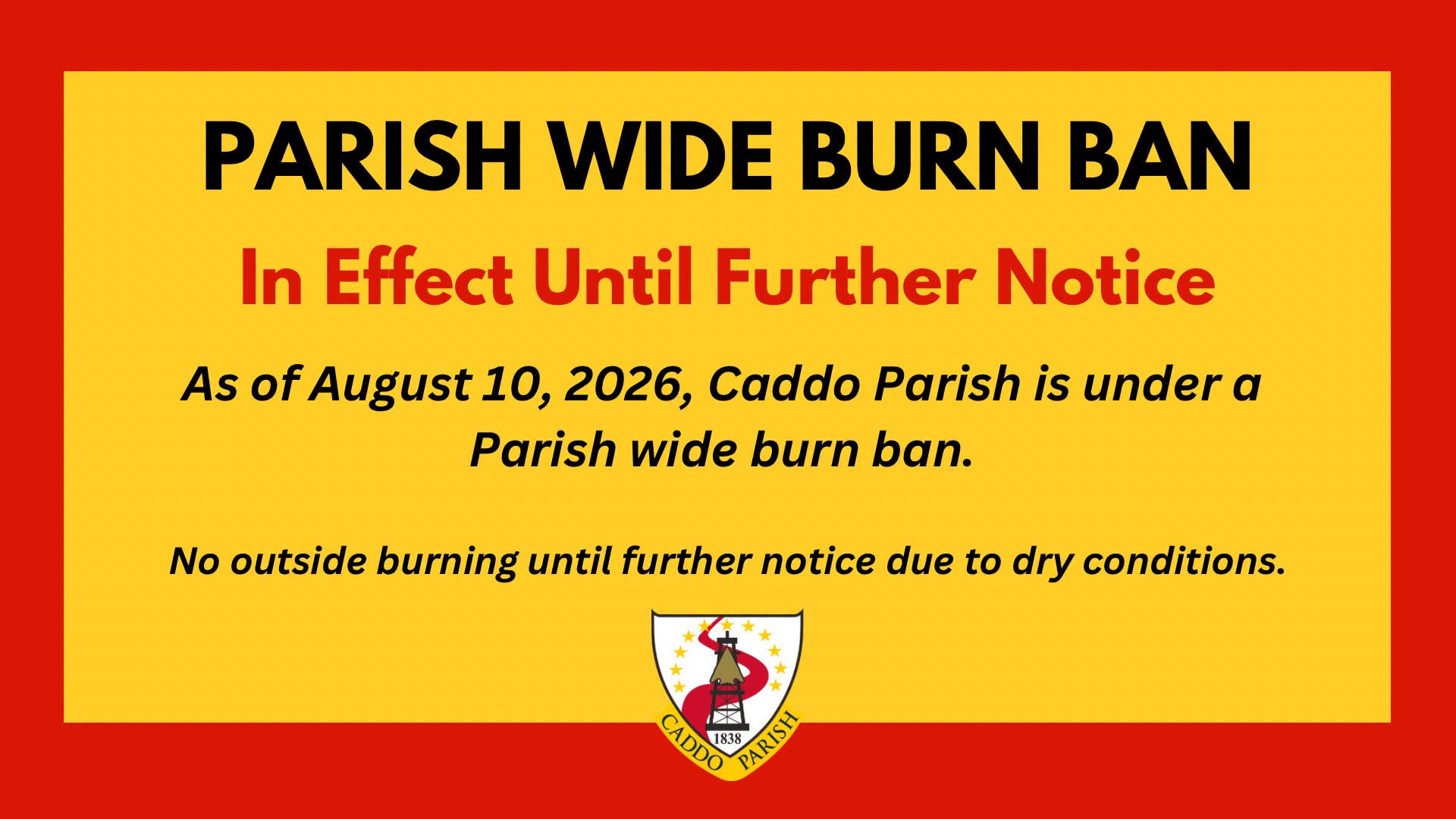 Featured image for “PARISH WIDE BURN BAN”